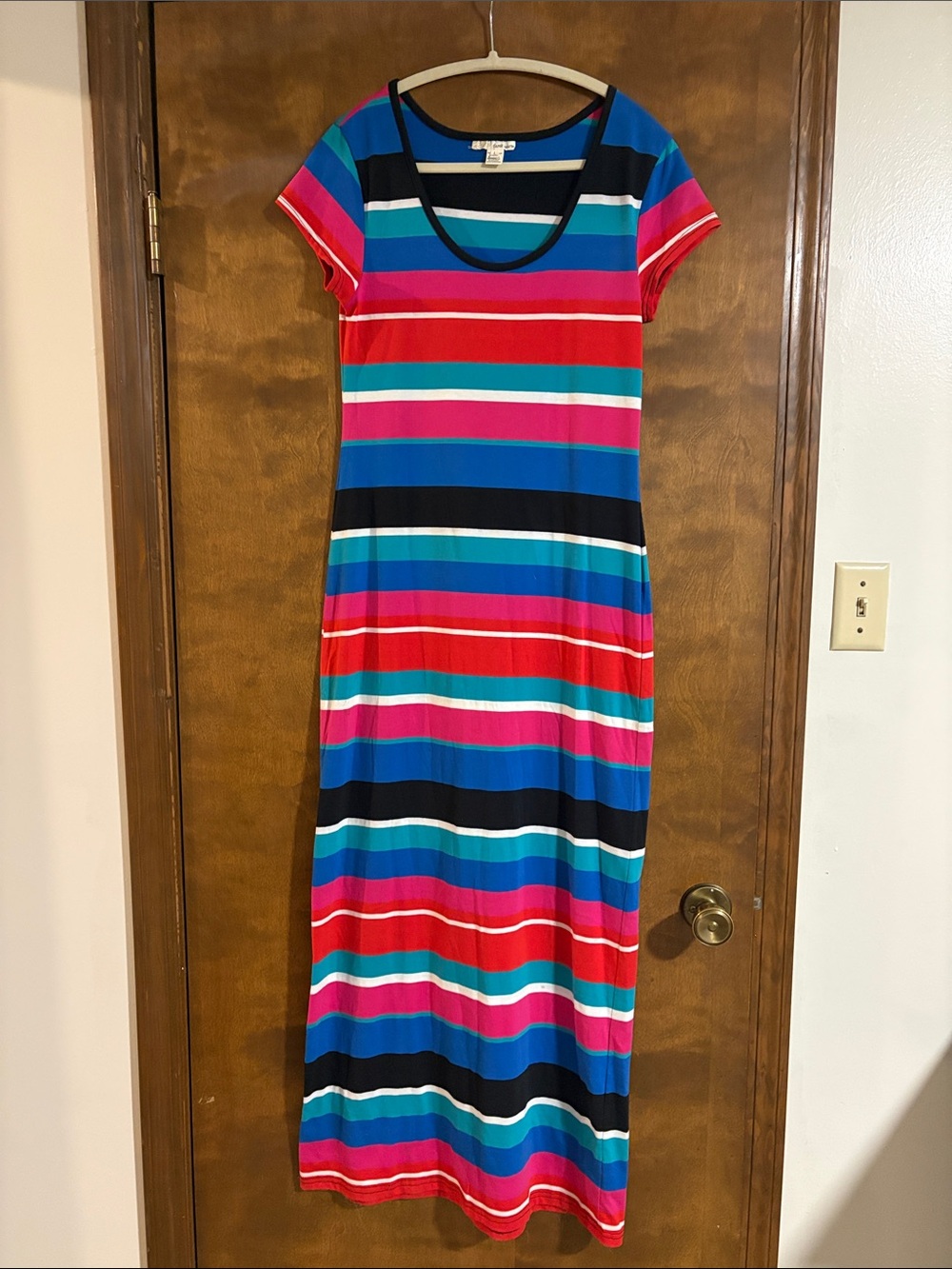 Derek Heart Bold Multicolor Striped Scoop Neck Maxi Dress